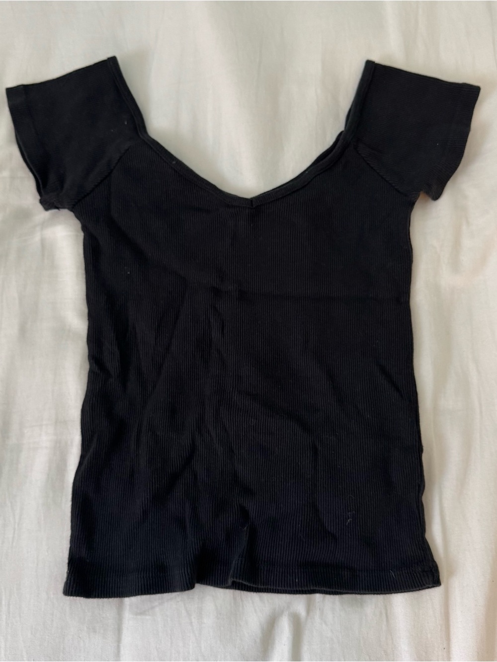 John Galt Brandy Melville ribbed black off the shoulder top S